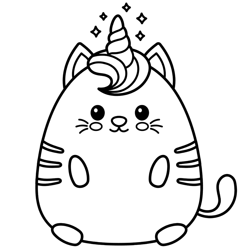 Kawaii Cat Unicorn Coloring Pages