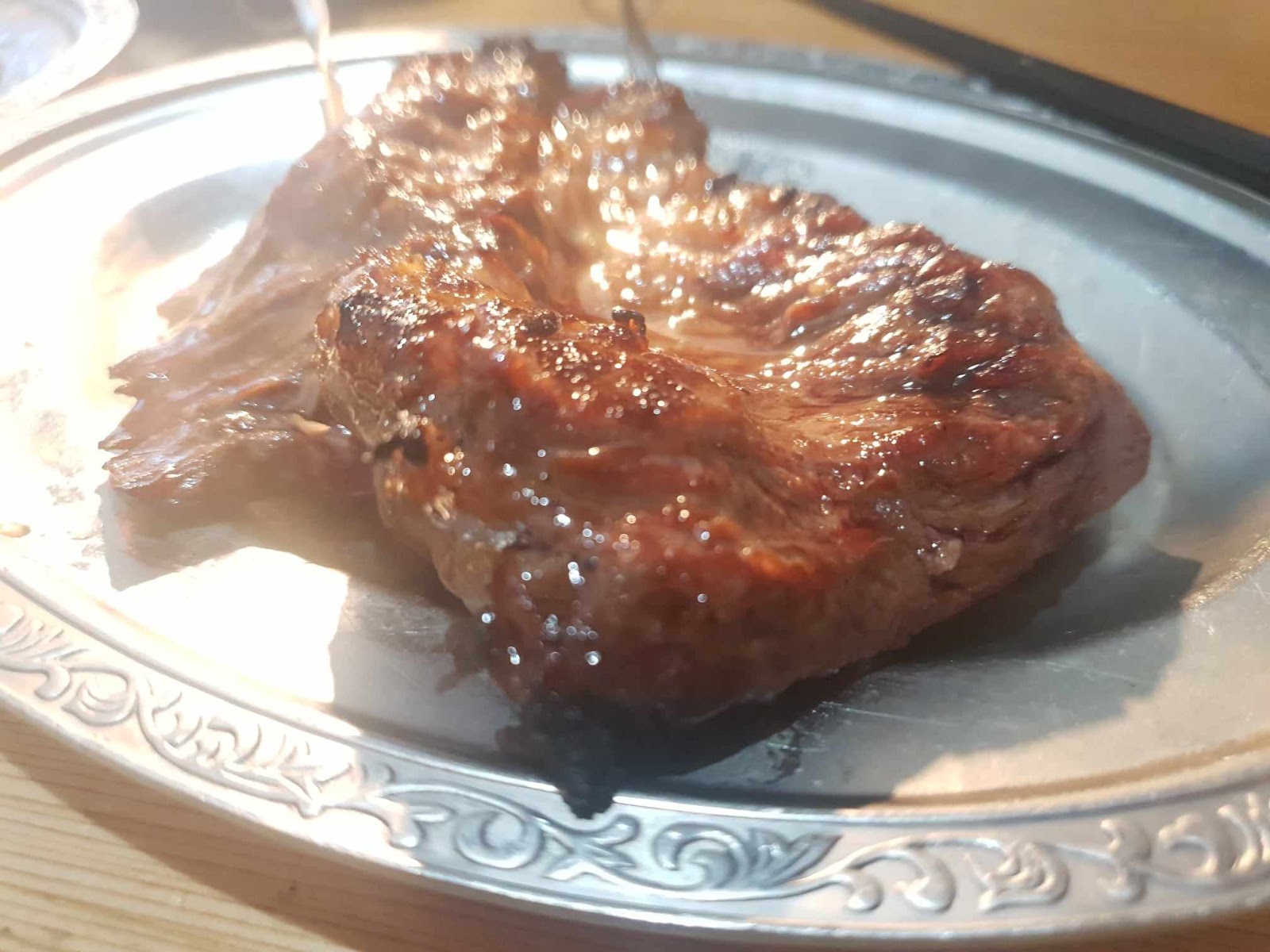 skewered skirt steak at 焼肉力丸上本町店