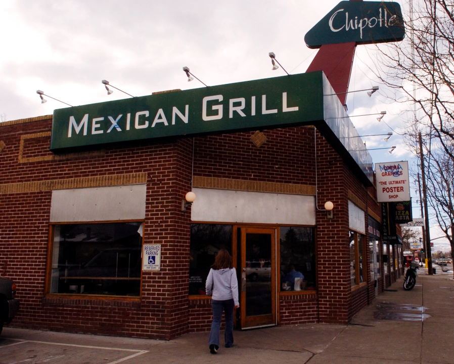 The very first Chipotle restaurant at 1644 E. Evans Ave, Denver