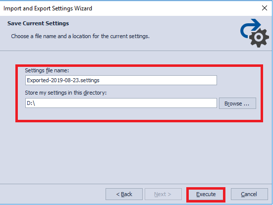 Setting the Export File Path