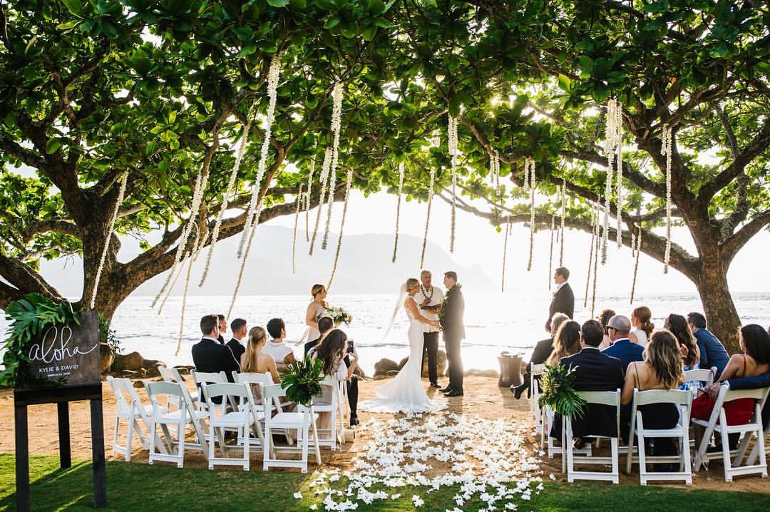Get wedded in Hawaii at the St. Regis Princeville Resort for a beachside view. 