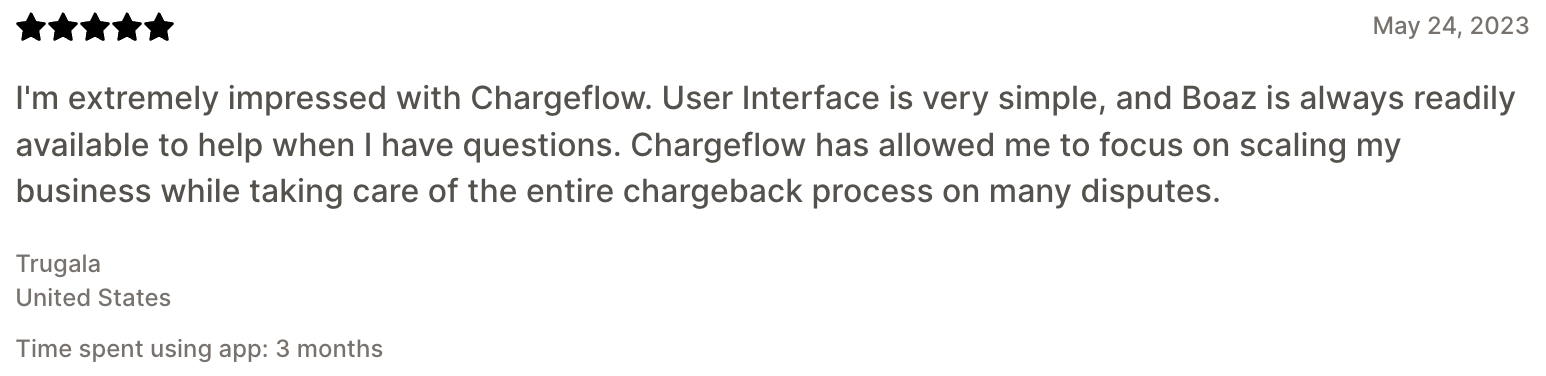 Chargeflow positive review