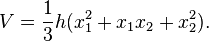 V = \frac{1}{3} h(x_1^2 + x_1 x_2 +x_2^2).
