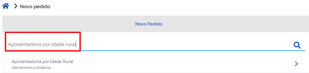 Novo pedido de aposentadoria por idade rural no Meu INSS.