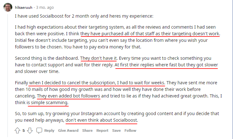 Social Boost review on Reddit