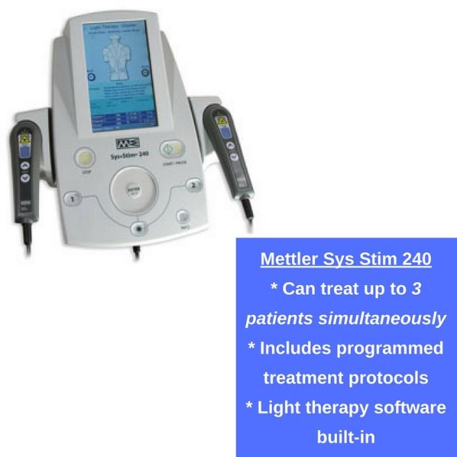 The Sys Stim 240 was designed to offer clinics the easy transition to a combination unit with light therapy including light therapy software already built into the unit.