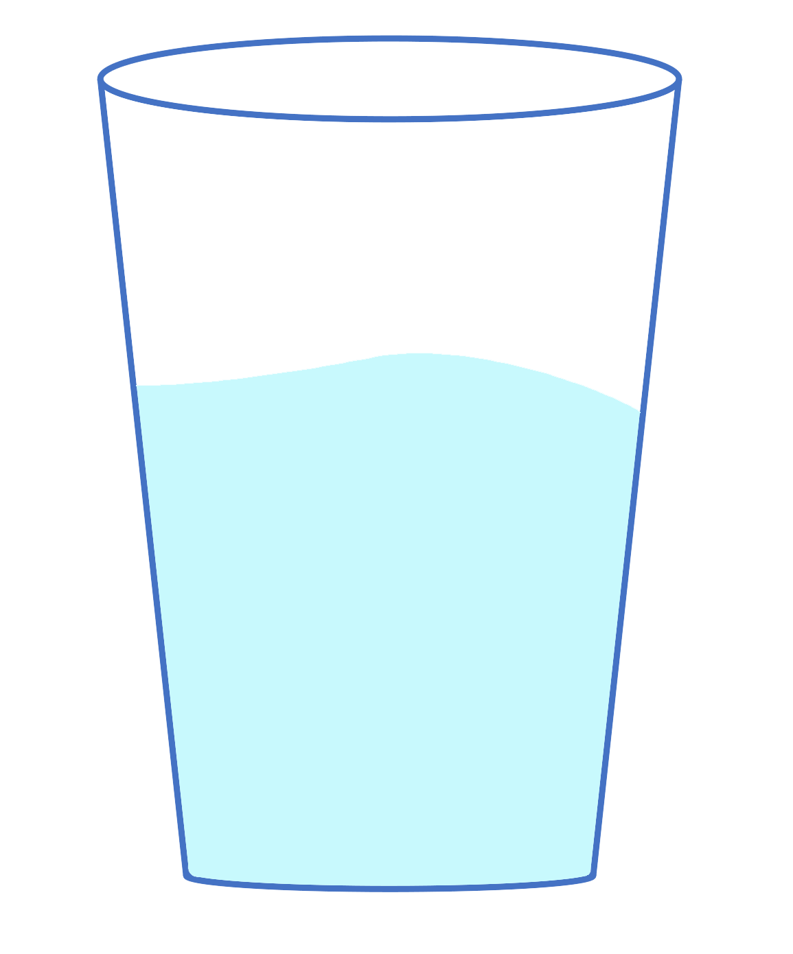 A clipart drawing of a cup with liquid in it.