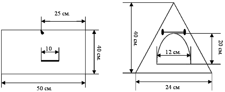Треугольный зимний домик для кошки, чертеж