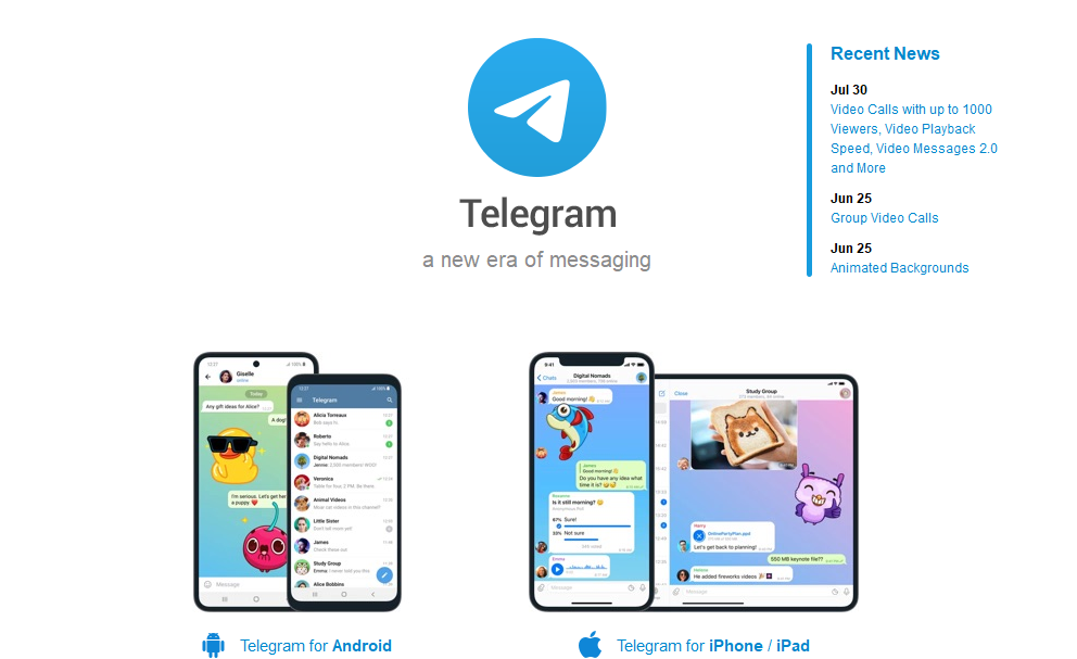 telegram home page 