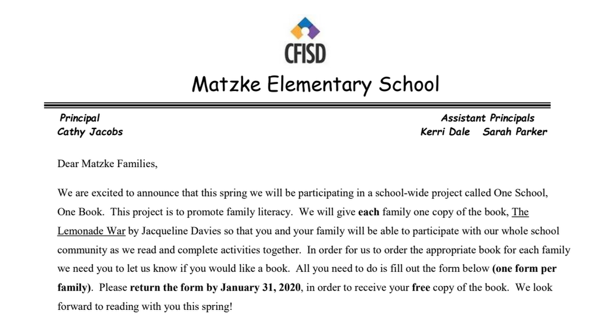 Matzke One School One Book Family Letter EngSpa.pdf