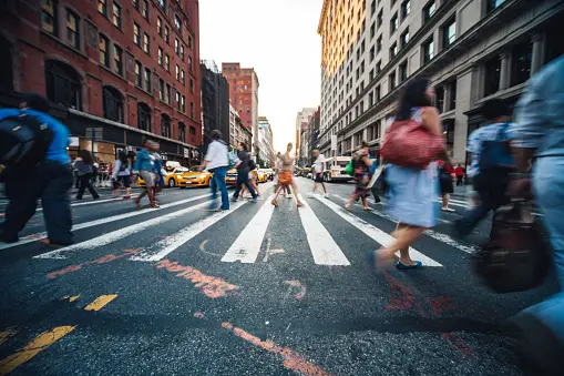 Busy Street With Different Poeple Walking