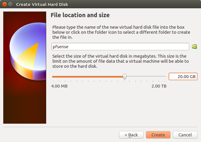 Create virtual machine-File location and size