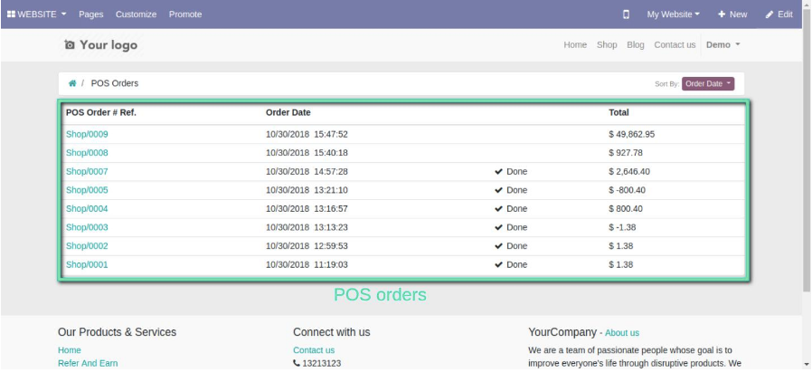 Here is the list of POS orders on the Website.