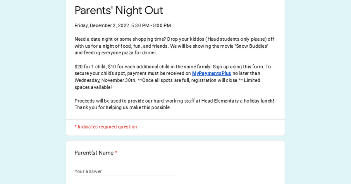 Parents' Night Out