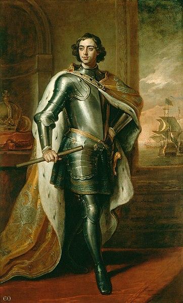 Portrait of Peter the Great in full armor.