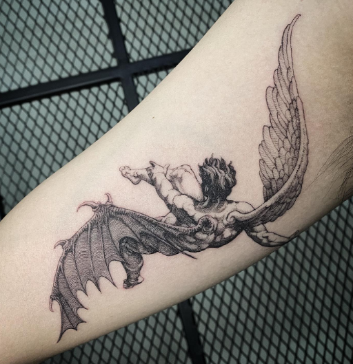 Black Back Icarus Tattoos Greek Mythology
