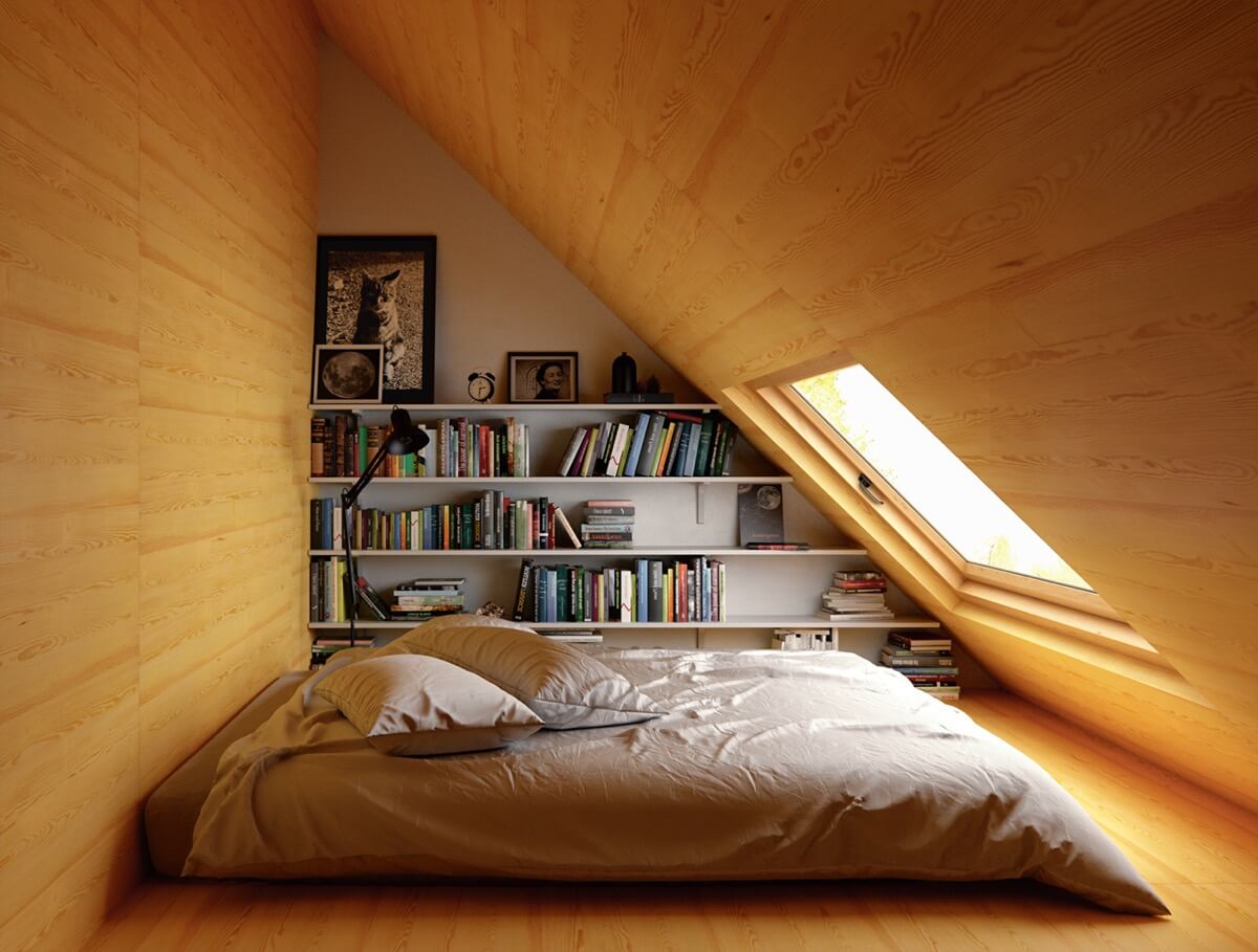  Mẫu phòng ngủ áp mái kết hợp phòng đọc sách 3