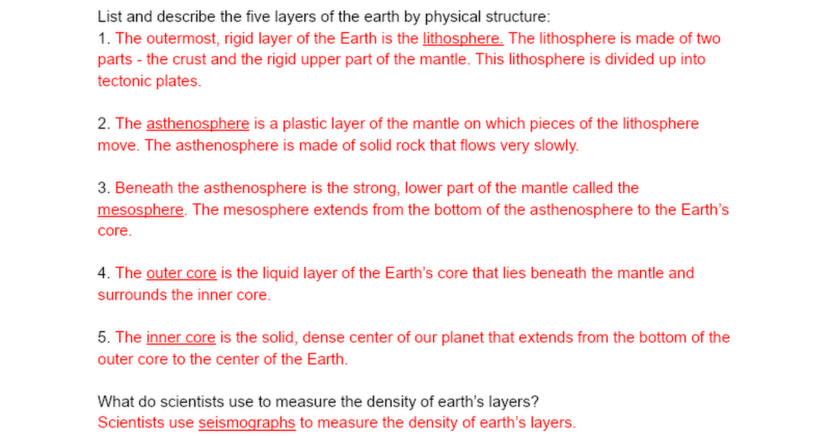 Answers Plate Tectonics Study Guide Google Docs