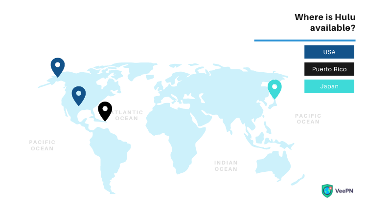 The availability of Hulu around the globe.