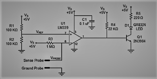 A Water Detector Circuit Schematic