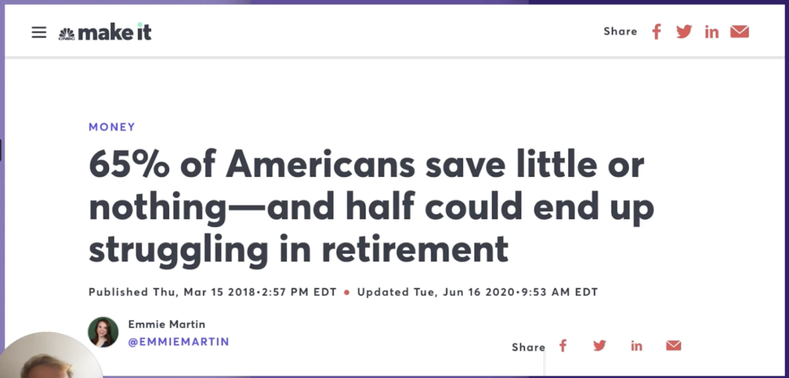 Research has shown 65% of Americans save little, with roughly 50% potentially setting themselves up to struggle in retirement.