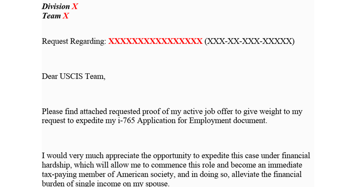 Sample Expedite Request Letter 2513