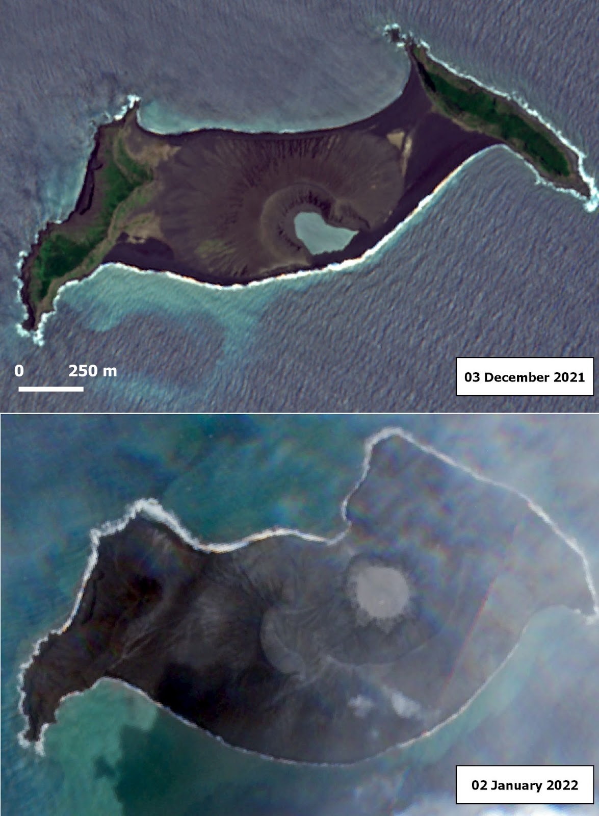 Hunga Tonga-Hunga Ha'apai eruption cought with a satellite camera