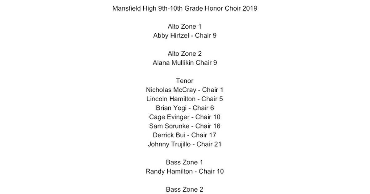 9-10 Honor Choir