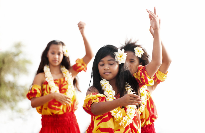 Children doing the Hula dance in Hawaii