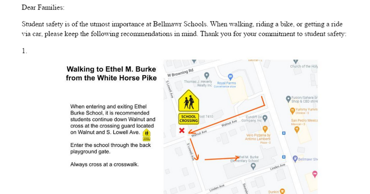Student Safety: Walking or Riding to Burke
