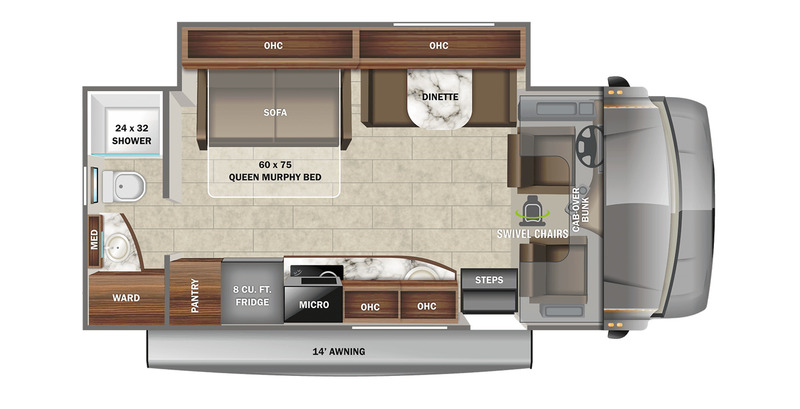 Class C RVs Under 25 Feet with Murphy Beds Jayco Melbourne 24R Floorplan