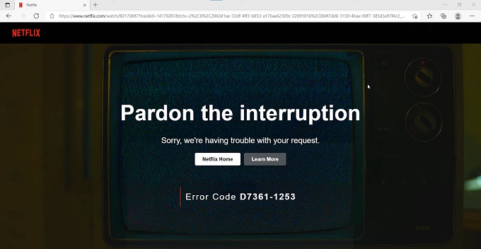 Pardon the interruption Netflix error messsage