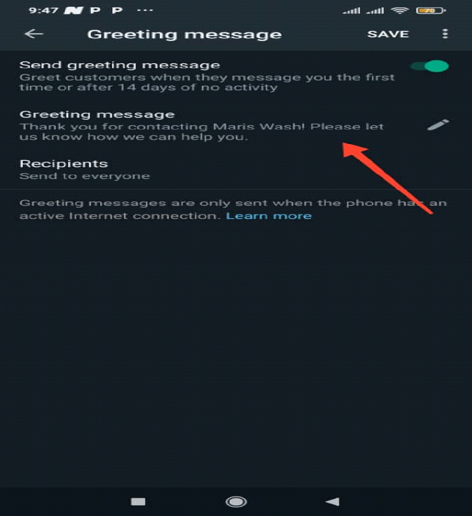 You can edit the default message and tap "Ok" to confirm   