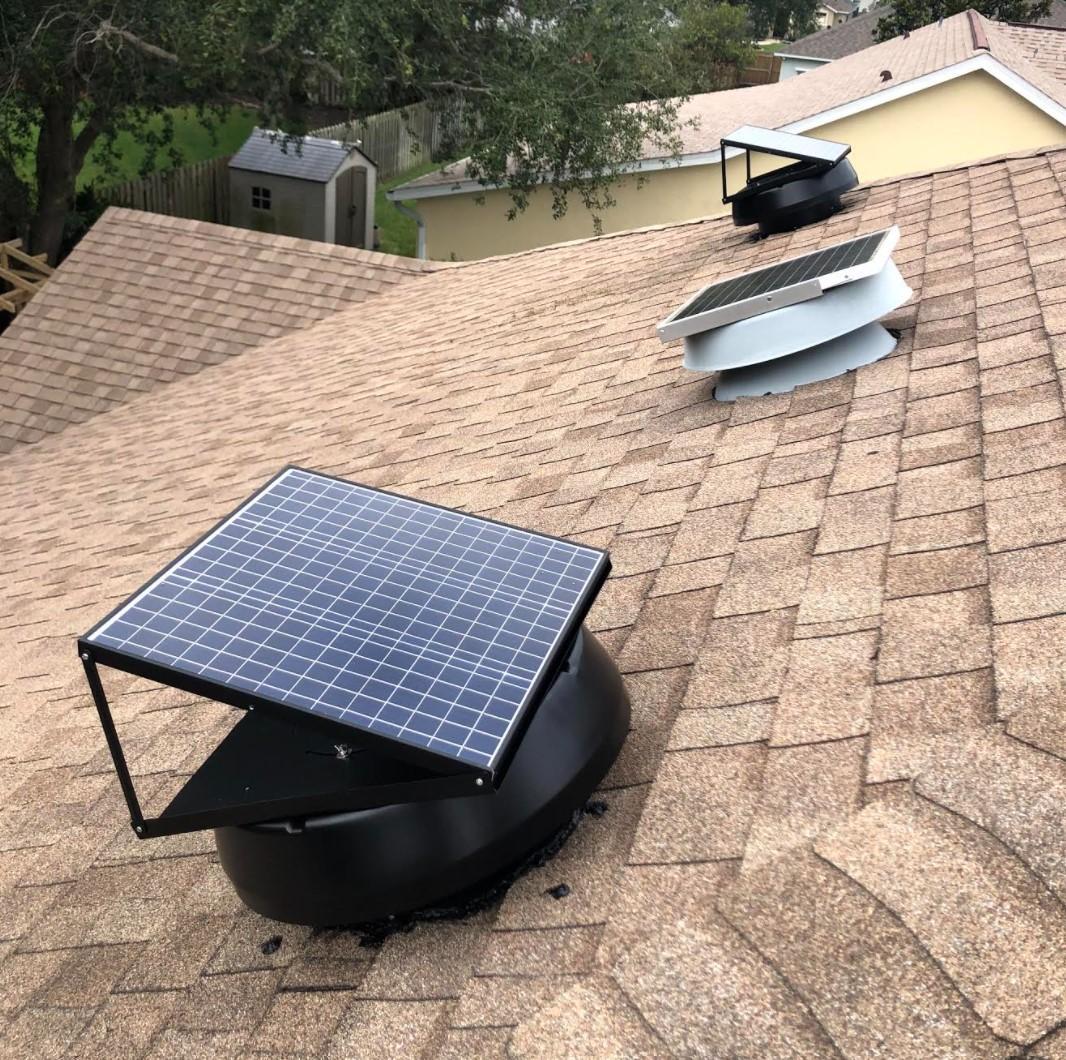 iSolar 40W-INT (integrated) solar attic fan installed on a roof in Florida 